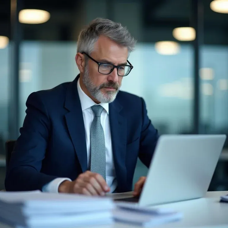 Interim Manager Einkauf - Ein Mann schaut auf seinen Laptop - Klose Interim Management